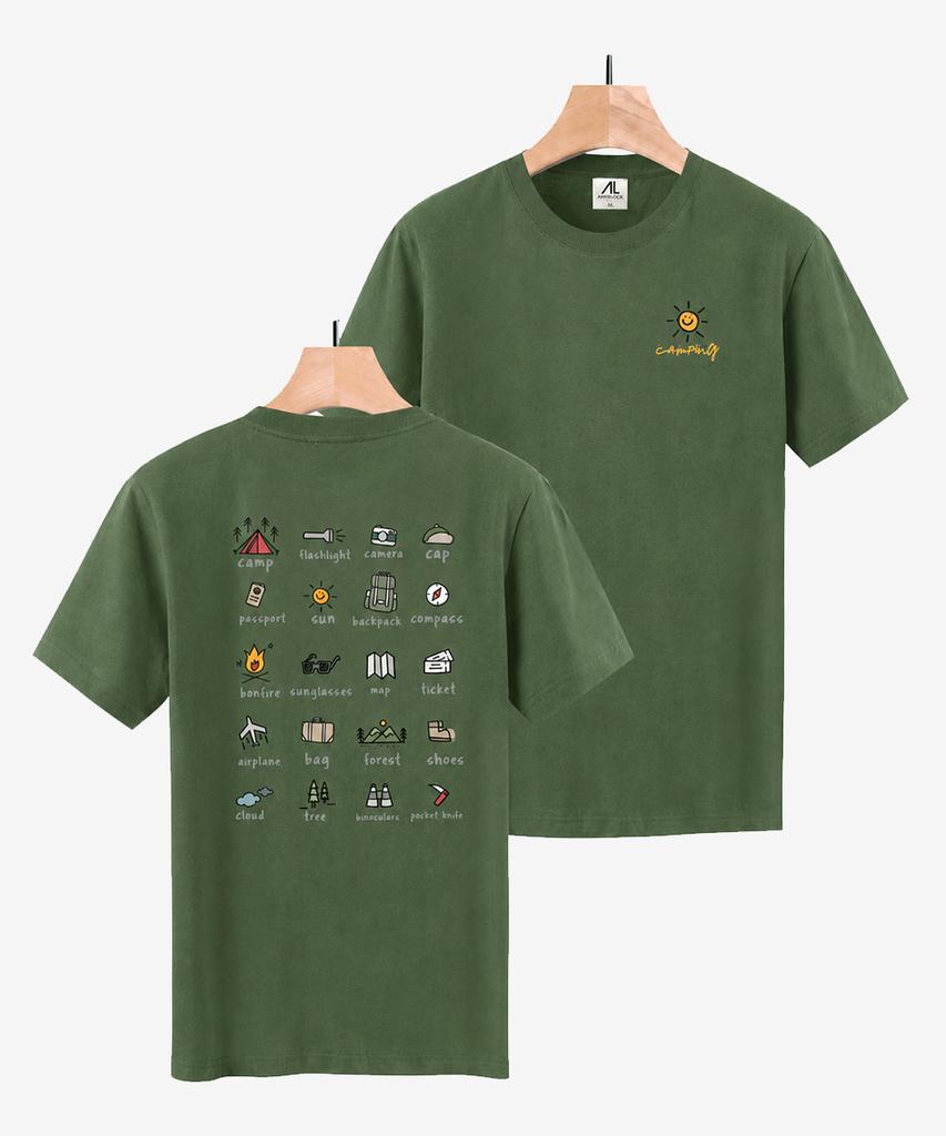 Embeullug Premium Cotton Spandex Round Short Sleeve T-Shirt For Camping Trip (5 Colors) (Type B)