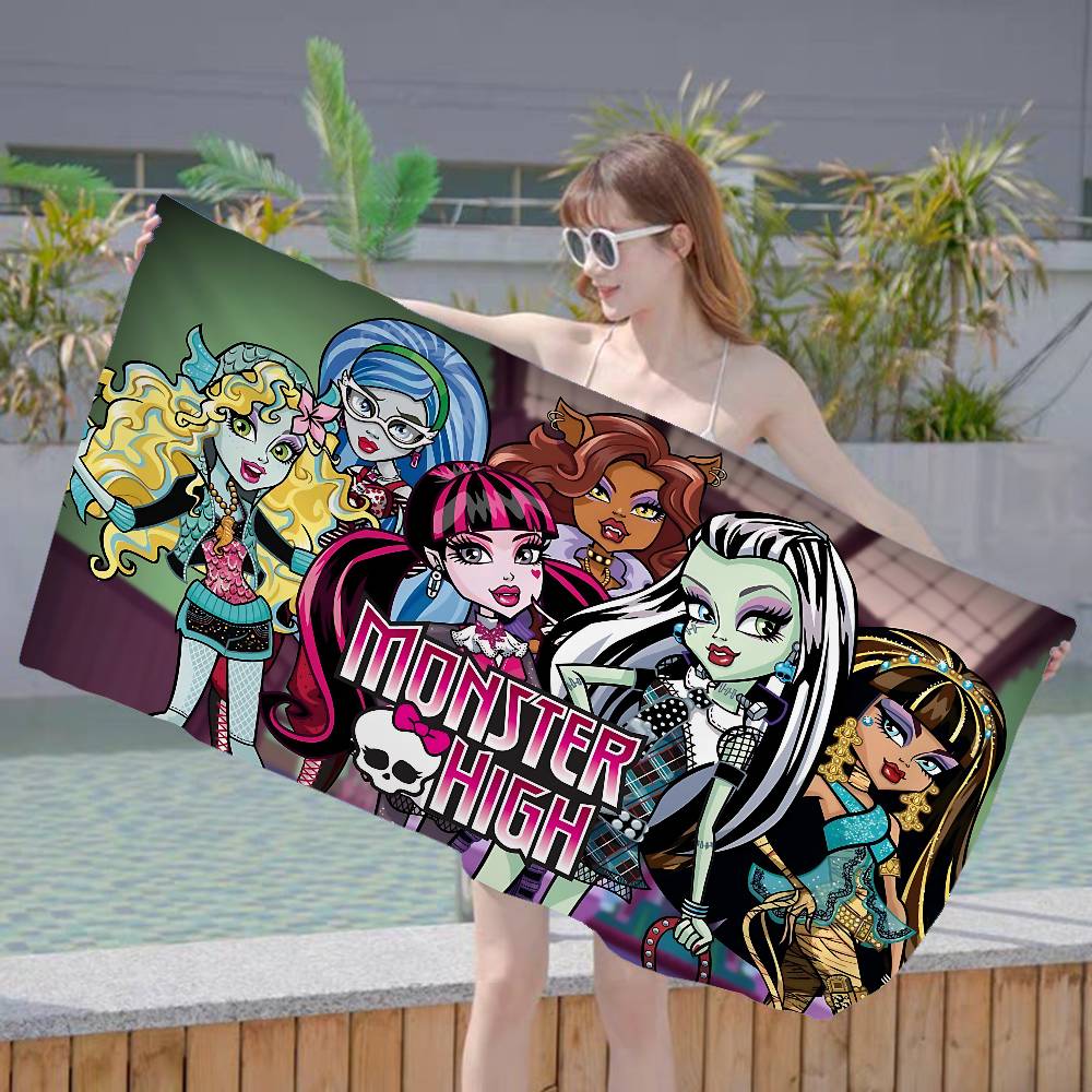 Cartoon M-monster High Classic Anime Beach Swimming Towel Soft Absorbent Washcloth Children's Gifts for Kids Travel Camping Gym