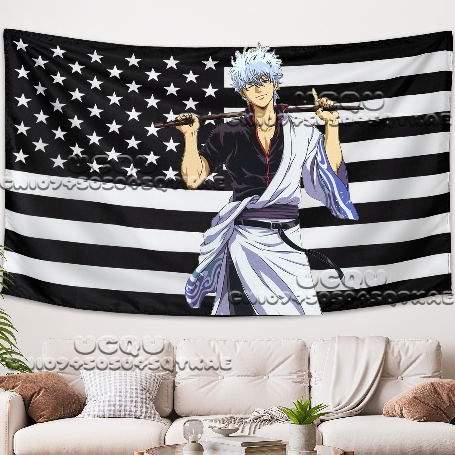 

Gintama American Flag Tapestry Animation Background Decoration Dormitory Tapestry Living Room Background Cloth Sakata Gintoki 74x94cm(29x37in)
