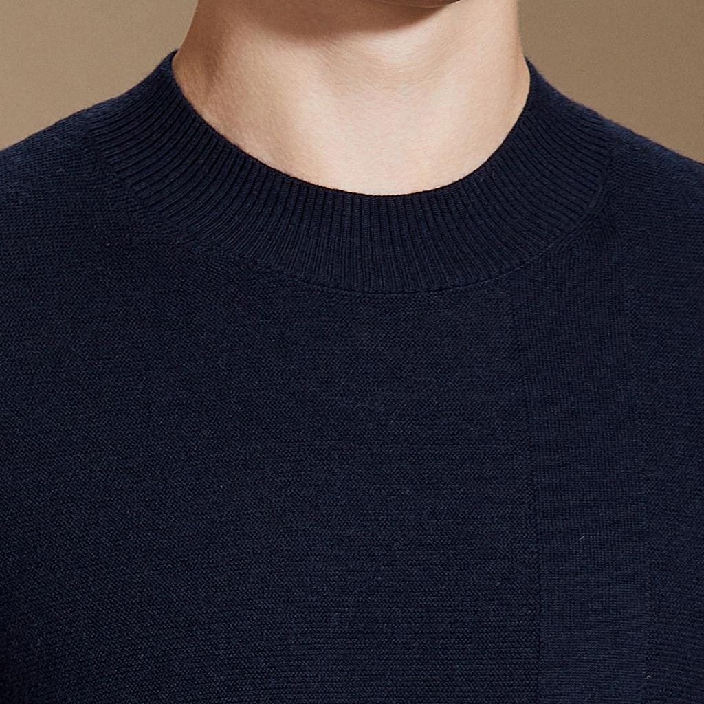 Men's Cashmere & Sheep Wool Jacquard Half High Collar Knitted Sweater