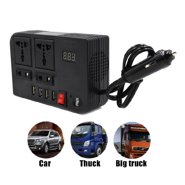 300W Car Power Inversor for DC 12V to AC 220V Converter Inversor Digital Display