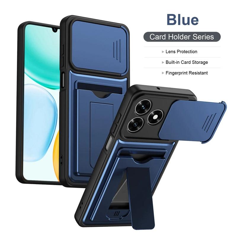 For Honor X5C X5D Plus Case multi-layer structure, shockproof cover with bracket, card slot, lens protection