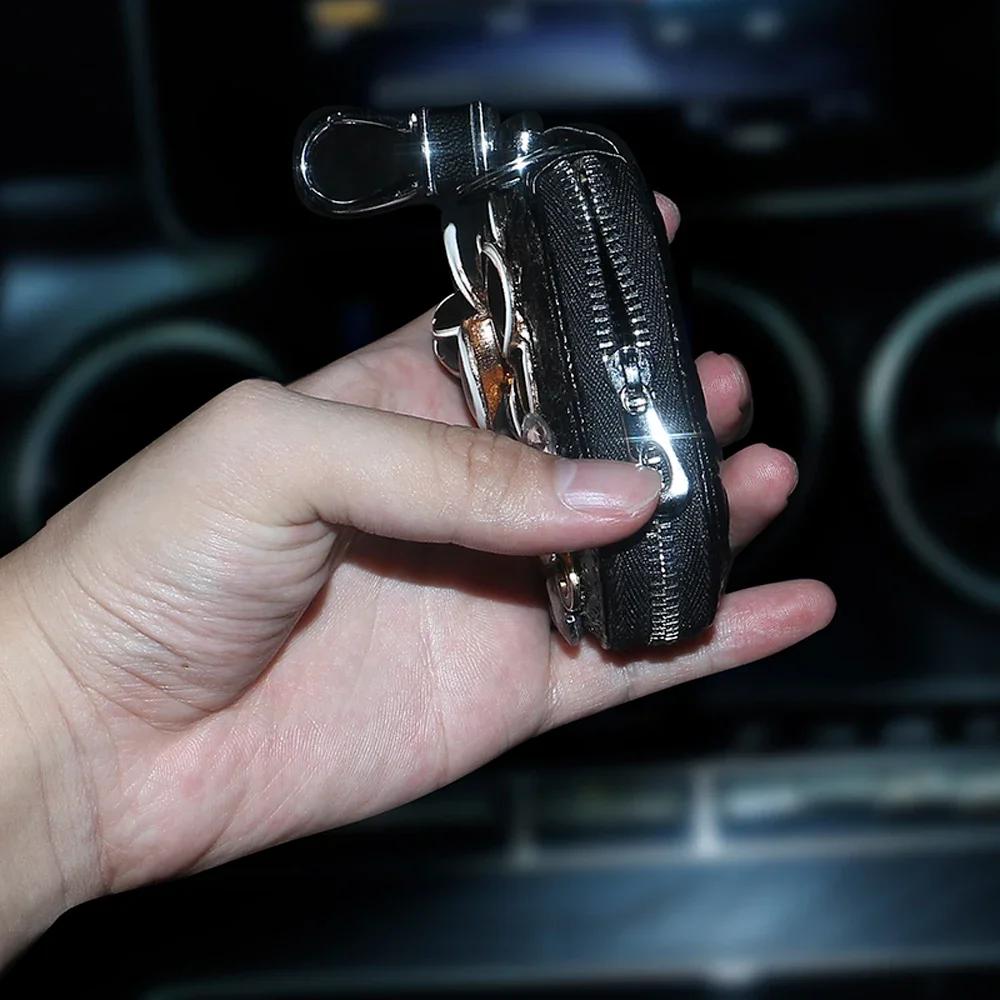 Shiny Diamond Crystal Car Camellia Flower Key Bag Auto Key Protection Cover Universal Bling Car Accessories for Women