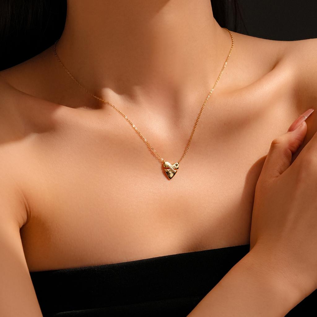 Sterling Silver Irregular Heart Pendant CZ Zircon Long Necklace Women Winter Luxury Fine New Year Jewelry Gift