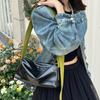 Korean-Style Women's Genuine Leather Crossbody Bag with Wide Strap - Streetwear Shoulder Bag 2026 Summer Square Pillow Bag
