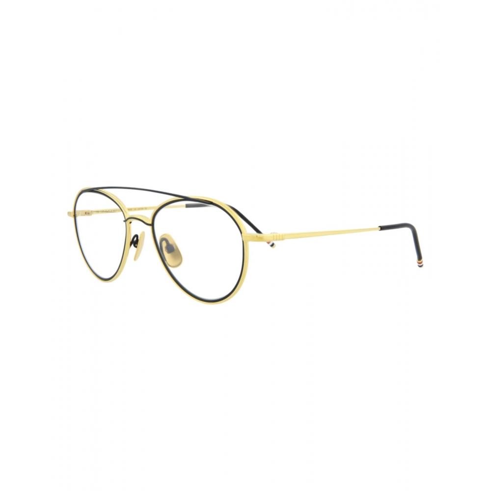 Thom Browne Aviator Frame Metal Optical Frames Navy Yellow Gold Transparent