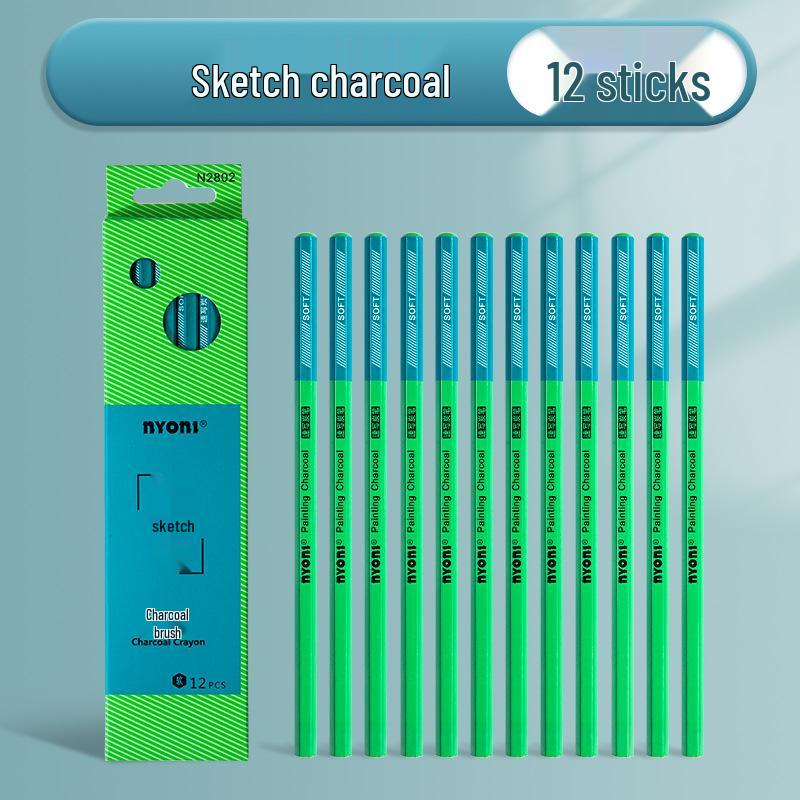 Neoni Matte Sketching & Soft Charcoal Pencils for Art Students with Professional Painting Brushes.