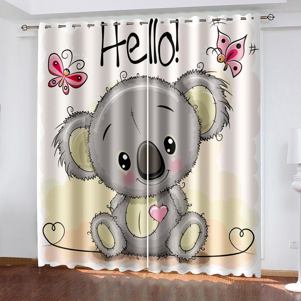 

Cute Cartoon Animals Elephant Koala Turtle Deer Thin Shading Curtain for Kids Bedroom Living Room Hooks 100W130H(CM)40x51in&Hook