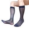Men's Over The Calf Dress Socks Breathable Fabric Thin See Through Nylon Stockings for Formal Event and Business Meeting