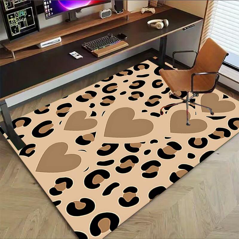 1 Stück Leopardenmuster Herz Rutschfester Bodenteppich, geeignet für Büro, Schlafzimmer und Spielzimmer. Kann auch als Sofafußstützenbezug verwendet werden-T40