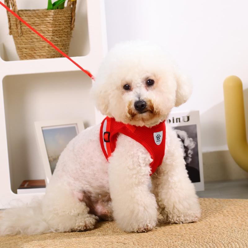 Pet Chest and Back Strap Vest Dog Leash, Small and Medium-sized Bichon Frise Dog Leash, Retractable Reflective Night Walking Breathable