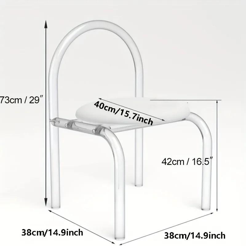 Acrylic vanity chair, white flannel transparent chair, bedroom, living room, office transparent vanity chair