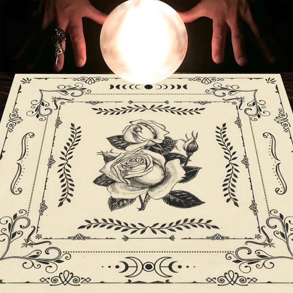 Tarot Card Tablecloth Altars Cloth Moon/Butterfly/Flower Tablecloth Astrology Divinations Non-Slip Mat Tapestry Decors