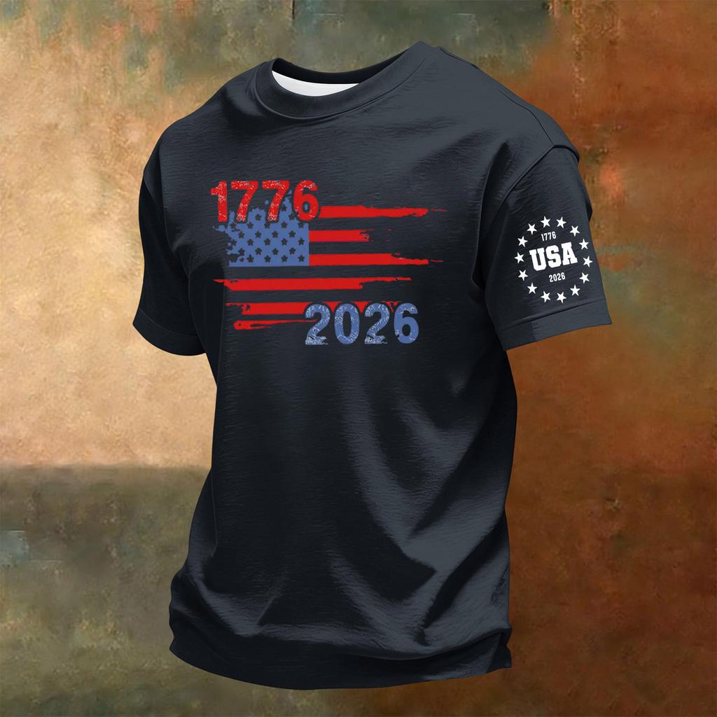 Men's Short Sleeve Crew Neck T-Shirt Casual Comfortable Fit Graphic Print 250th Anniversary Independence Day USA Design Summer Wear