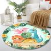 Cute Cartoon Dinosaur Family Rug Print round rug, living room, bedroom, playroom carpet, non slip floor mat, gift