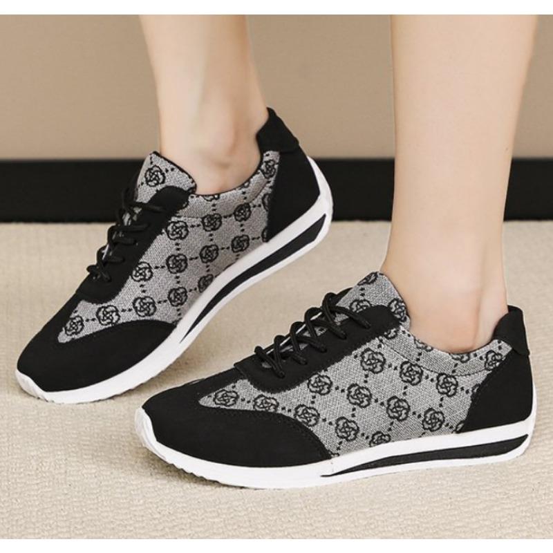 Fashion Women Thick Soled Cross Round Head Thin Fashion Shoes Women Comfortable  Breathable Casual Wear-resistant Shoes Zapatos De Mujer