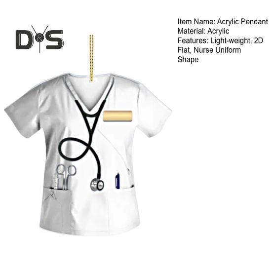 Nurse Uniform Shape Decoration Flat Acrylic Hanging Ornament Keyring Pendant Gift for Nurses Doctors Car Bag Decoration