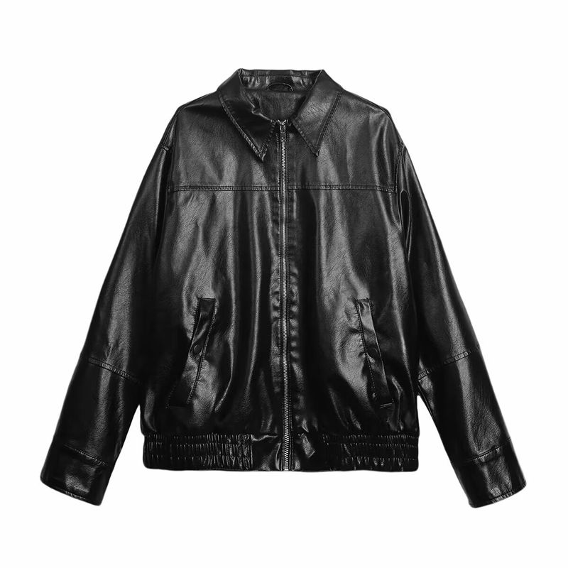 

Kaslead Новая женская одежда Мода в западном стиле Имитация кожи Куртка-бомбер Верхняя одежда 4391864 Black L