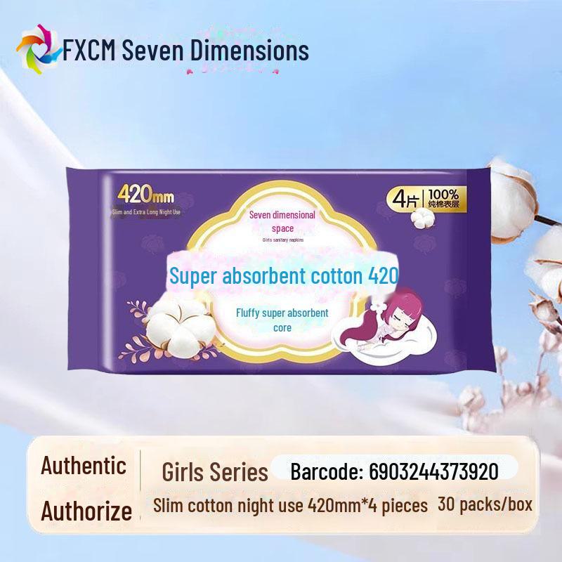 "Seven Degrees Space Ultra-Thin Pure Cotton Sanitary Napkins - Breathable, Daily & Night Use for Girls"
