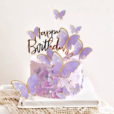 1 Zestaw Topperów na Tort Urodzinowy Dekoracja Tortu Ręcznie Robiony Motyl Topper na Babeczki Na Wesele Imprezę Urodzinową Baby Shower Pieczenie