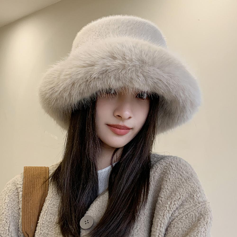  New Autumn Winter Women's Fashion Fur Cap Fur Hat Fur Hats Mongolian Hat Brimless Plush Fluffy Skiing Riding Warm Caps