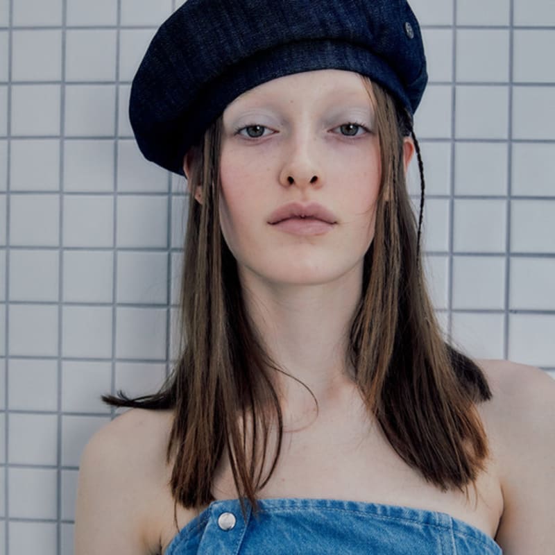 Poesiedame DENIM BERET IN RAW INDIGO