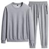 Unisex Spring & Autumn Casual Sports Set: Solid Color Round Neck Hoodie & Breathable Pants, Plus Size Loose Fit Two-Piece
