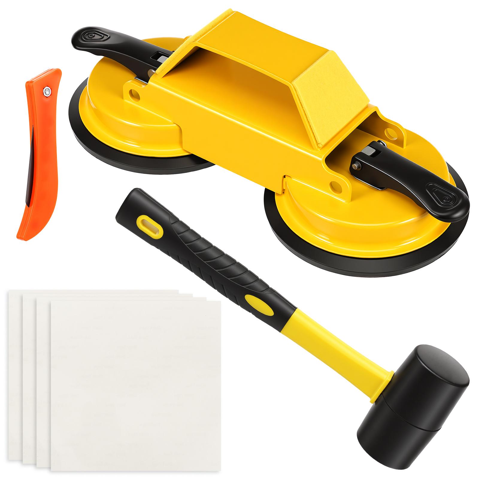 

Floor Gap Fixer Tool Double Sucker Floorboard Fixing Tool 45° Striking Surface Floor Gap Repair Sucker for Baseboard Hardwood жовтий
