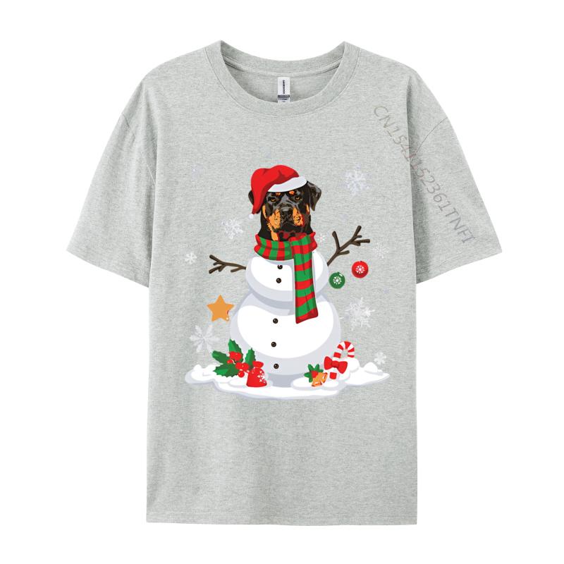 Funny Snowman Rottweiler Dog Santa Tshirt Black Cotton Tops  Tees Gift Cheap Custom T Shirt Brand Clothing