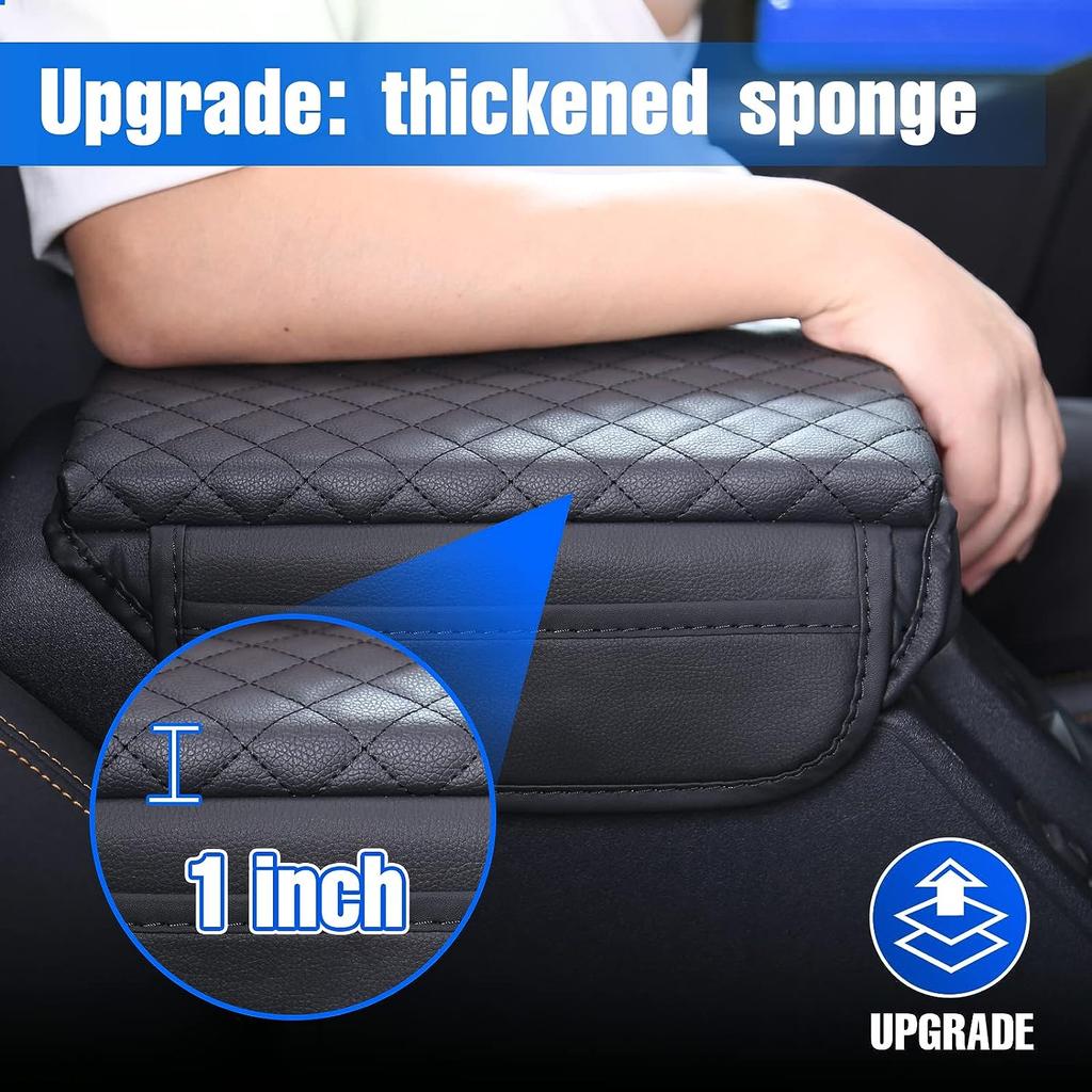 Center Console Armrest Cover for Ford Bronco Accessories 2021 2022 2023 2024 2/4-Door with Leather Side Pockets Interior Accessories Prevent
