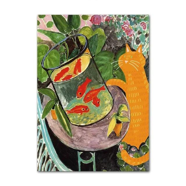 Black Cat Van Gogh Sunflowers Funny Art Matisse Monet Canvas Painting Posters And Prints Wall Pictures For Living Room Decor