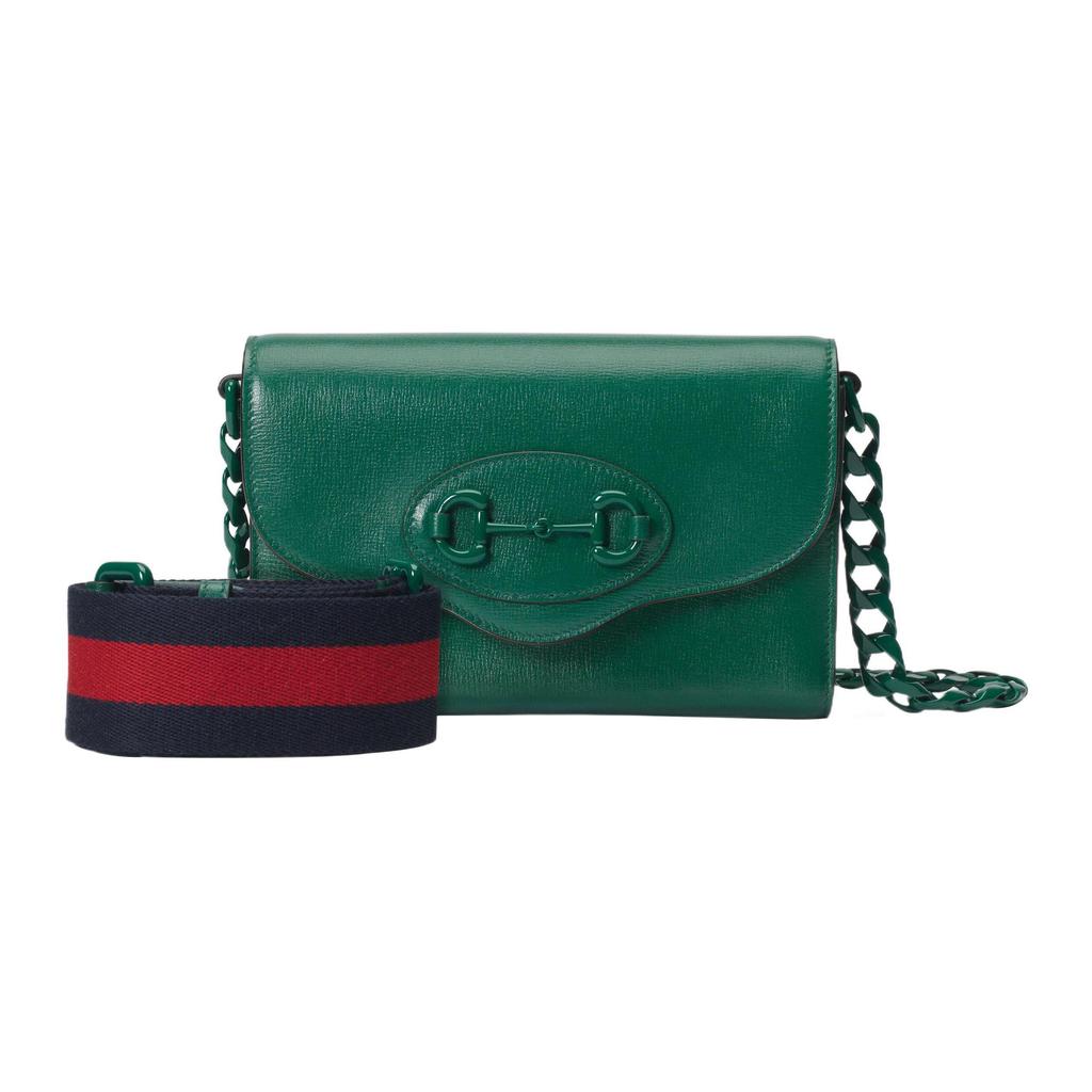 Gucci Horsebit 1955 Leather Chain Shoulder Bag In Green For Women Daily Use
