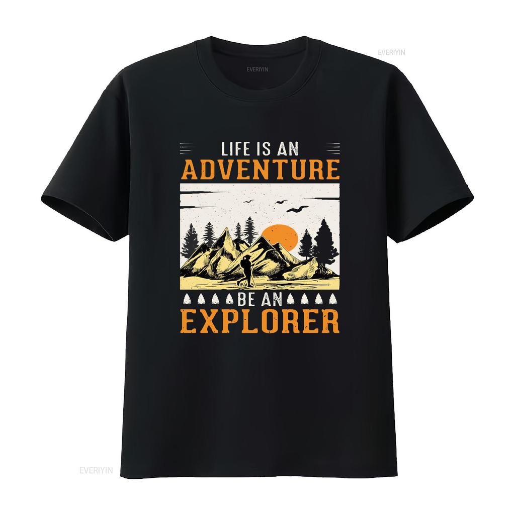 Womens Life is An Adventure Be Explorer Quote Camping Vintage  T Shirt vintage Washed Breathable Casual Unisex fashion