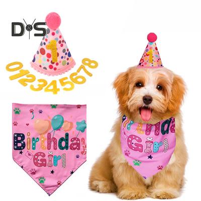 Psí narozeninový klobouk bandana obleček party dekorace potřeby všechno nejlepší k narozeninám psí šátek klobouk čísla kostým doplňkový set