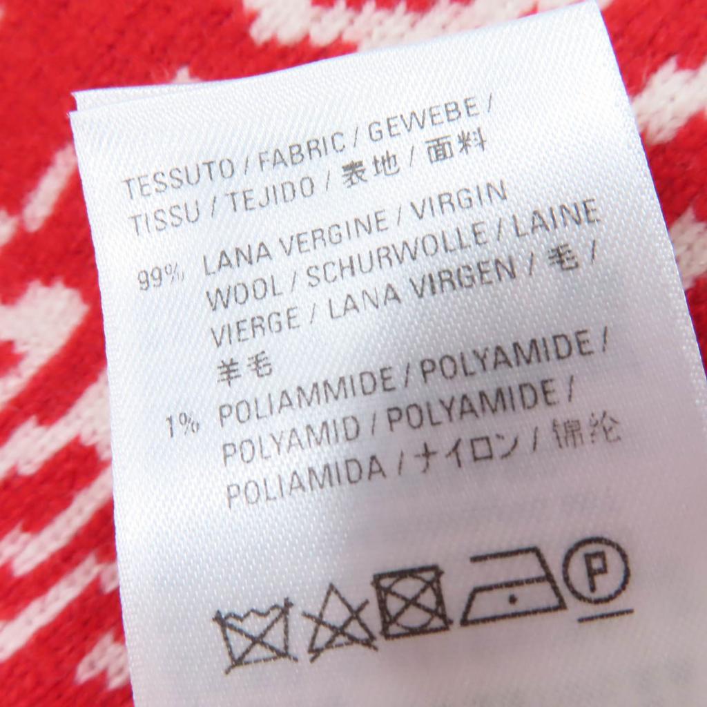 Great BALENCIAGA Scarf Large all-over logo shawl Red Ivory Virgin wool Women S 583121 Used