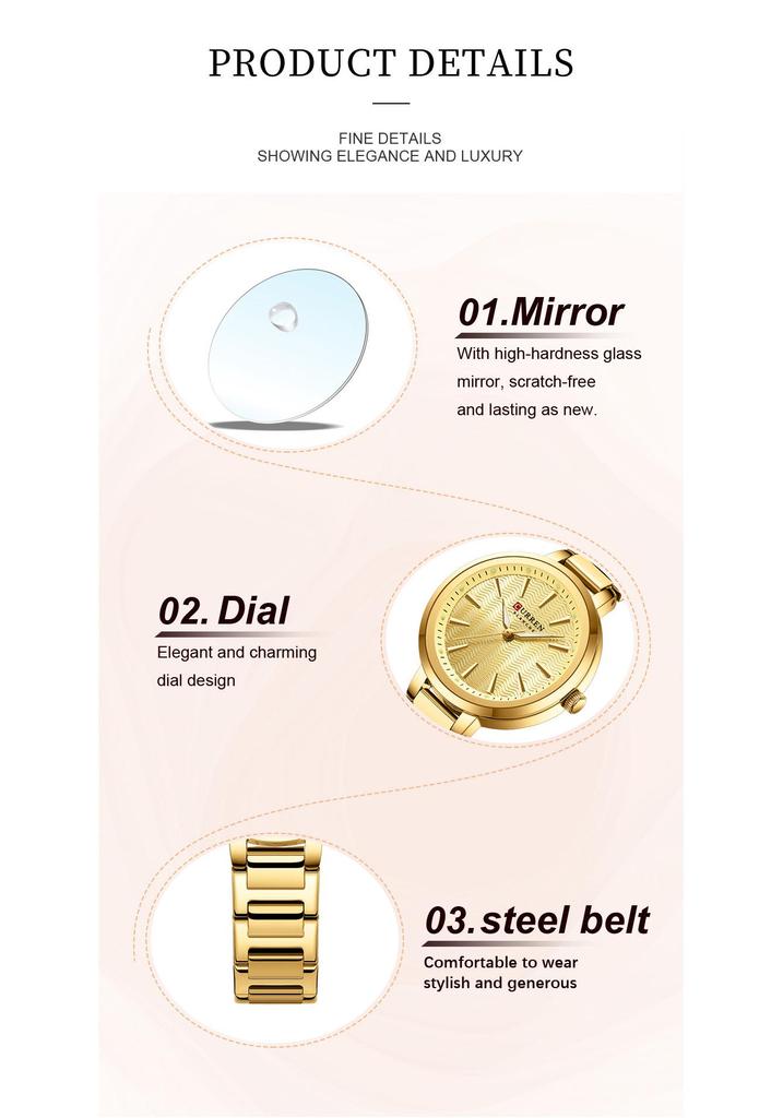 CURREN 9109 Women's Waterproof Quartz Watch - Simple, Casual Design with Small Dial