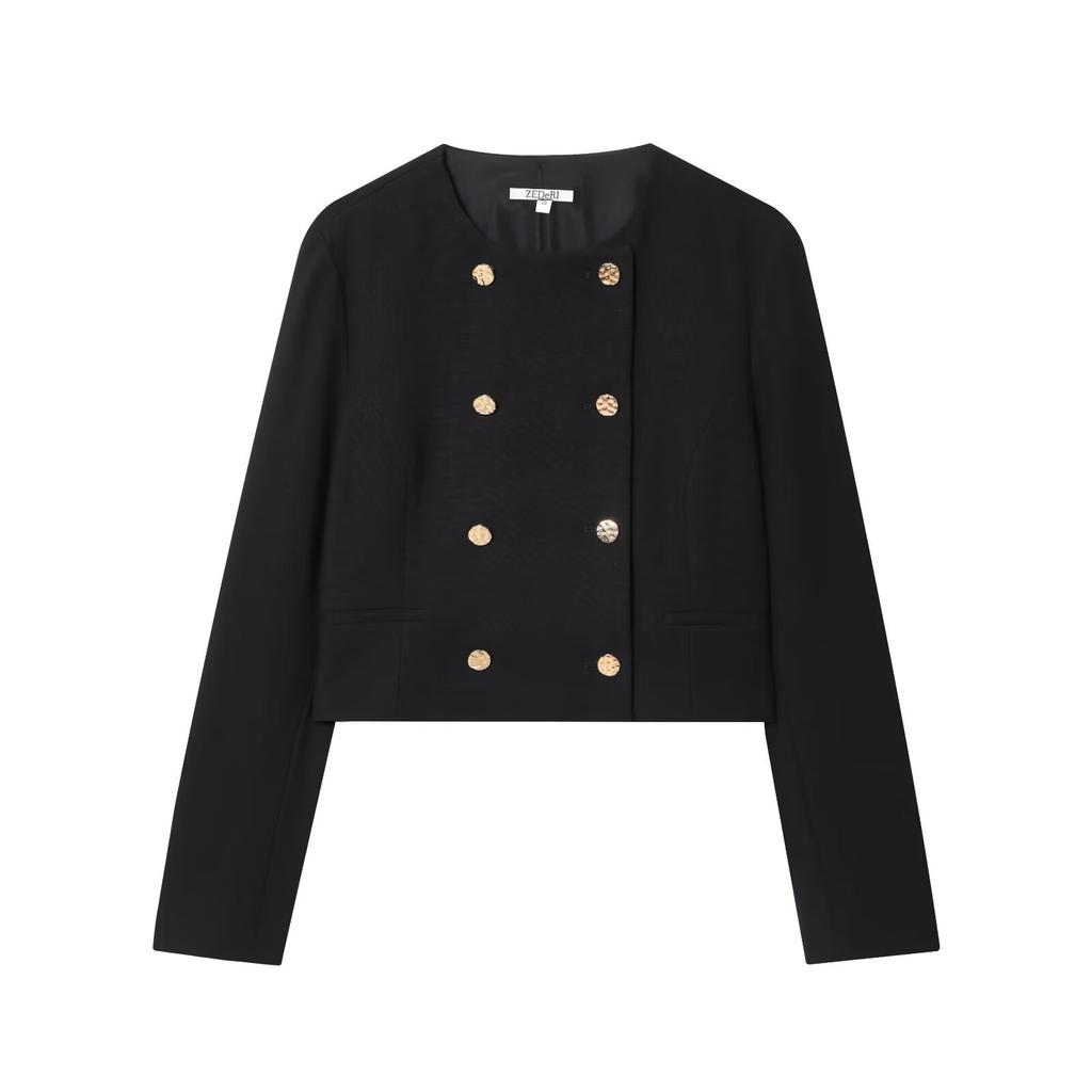 European-American style belt ankle pants 8372249 short double-collar blazer 8372449