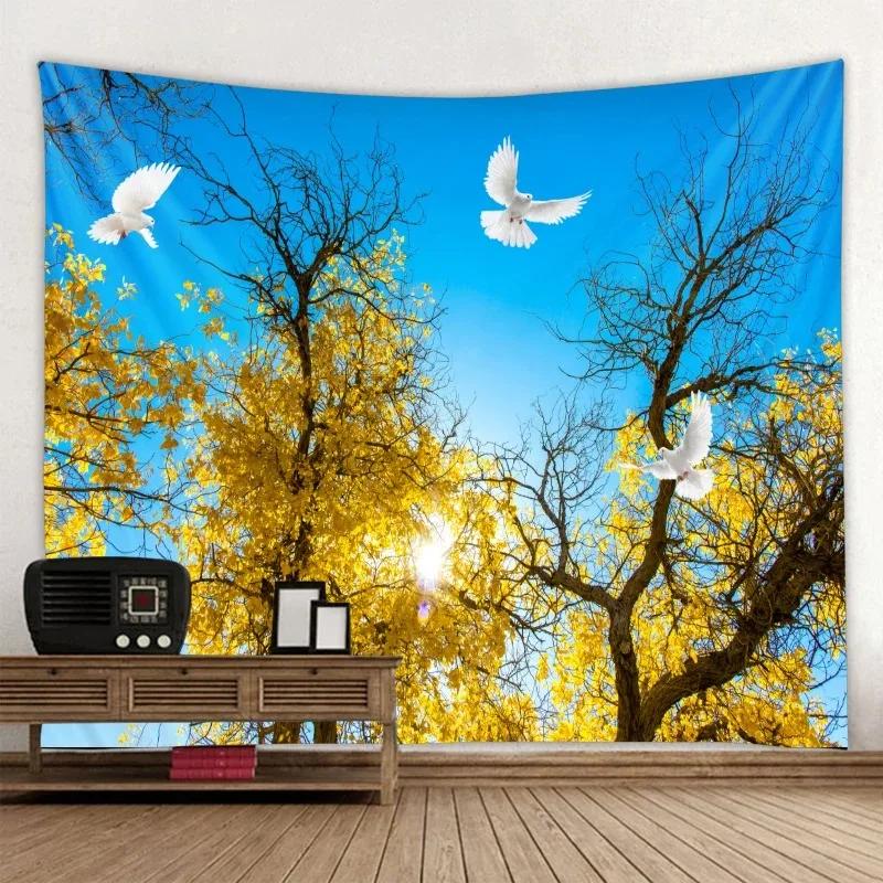 Природный пейзаж Лес Водопад Подвесная ткань Украшение стены дома Гобелен Офис Гостиная — фото 11