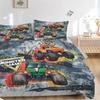 3pcs Monster Jam Monster Truck Bedding Set-Universal Three-Piece Set for Bedroom, Guest Room, Living Room, Hotel-Perfect Gift for Fans, Trav