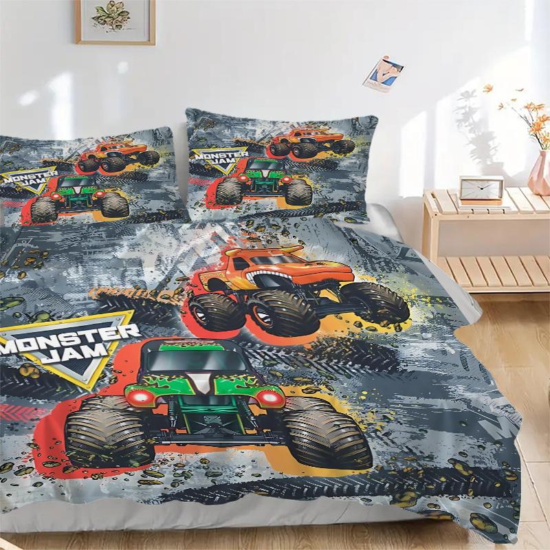 

3 шт. Комплект постельного белья Monster Jam Monster Truck - Универсальный трехсекционный комплект для спальни, гостевой комнаты, гостиной, отеля - Идеальный подарок для фанатов, Путешест 135x200cm