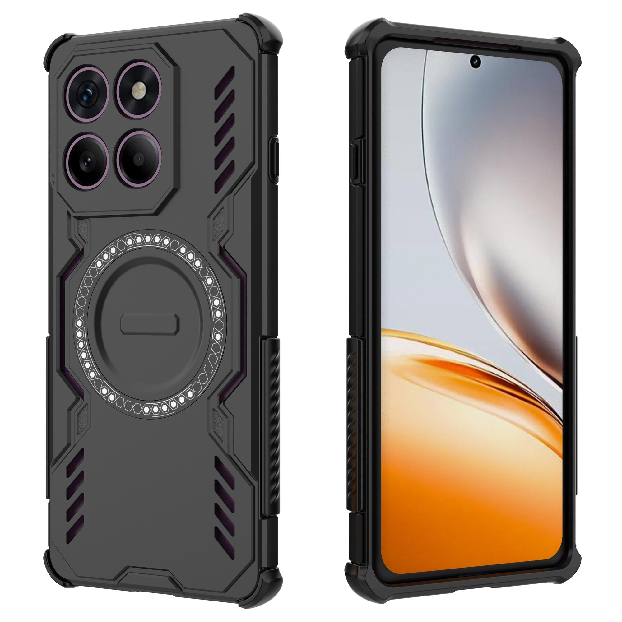 

Для Motorola Edge 60 Pro 5G Магнитный чехол Butterfly Armor Полый Рассеивание тепла ПК+ТПУ Чехол для телефона Black