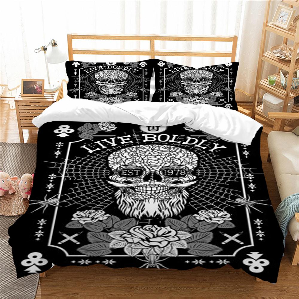 Duvet Cover Skull Print Bedding Set Cover Aesthetic Bedding Suit Children Home Bed Clothes Single Double Size Bed Set