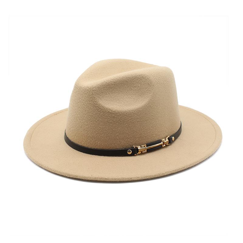 Wool Top Hat Jazz Hat Retro Black Wool Woolen Jazz Hat Flat-Brimmed Big Eaves Hat Jz-70