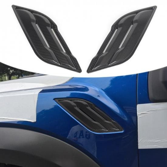 2pcs Front Side Fender Vent Frame Decor Cover Trims For Ford F-150 15-20 Carbon