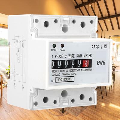4P LED Din Rail Electricity Power Consumption Wattmeter Energy Meter DDM75S 10-40A Single Phase