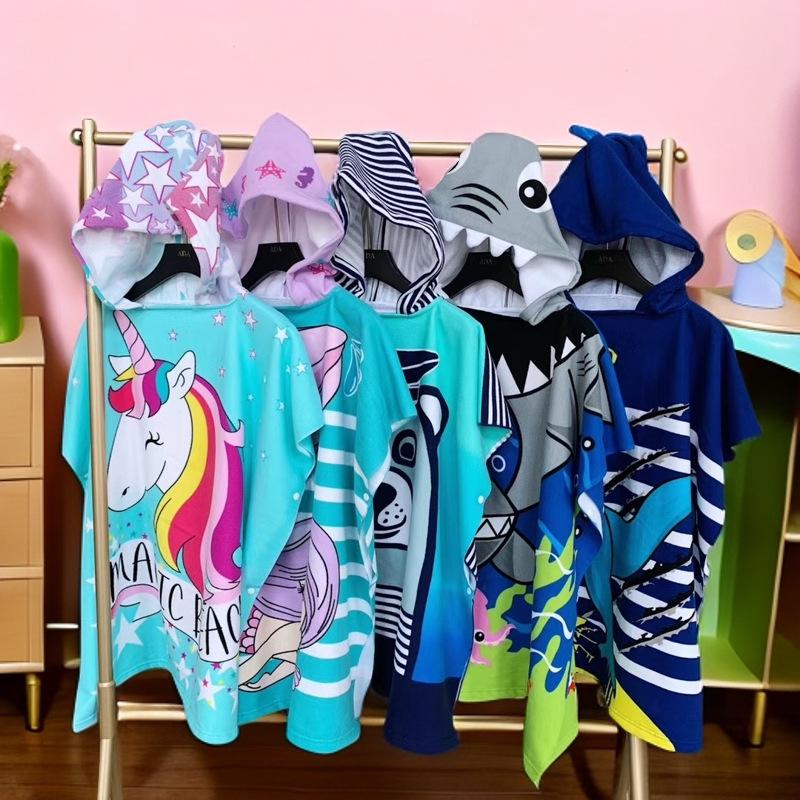 Children's Microfiber Hooded Bath Towel Cloak - Quick-Dry & Absorbent