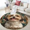 Vintage Shih Tzu Pattern Round rug,Carpet Rug for Living Room Bedroom Sofa Playroom Decor,Non-slip Floor Mat,Holiday Gifts and Birthday Gifts