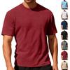 Mens Summer Sports Casual Loose Breathable Jacquard Crew Neck Short Sleeve Shirt