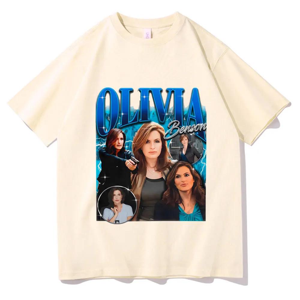 Fashion Retro Olivia Benson T-shirt Women's Super Street Headwear Women's Casual T-shirt Off Shoulder Retro Short Sleeve T-shirt