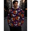 Men Halloween Hoodie 3D Print Pumpkin Witch Skull Spooky Horror Pattern Pullover Hoody Holiday Party Casual Sweatshirt